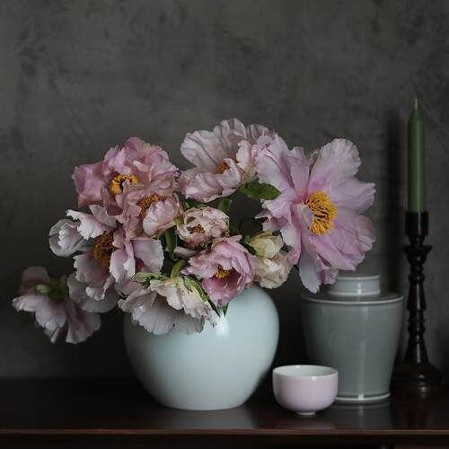 正品青餐白芍药花瓶 家居装饰养桌客简约中式陶瓷水包邮 闲趣厅别