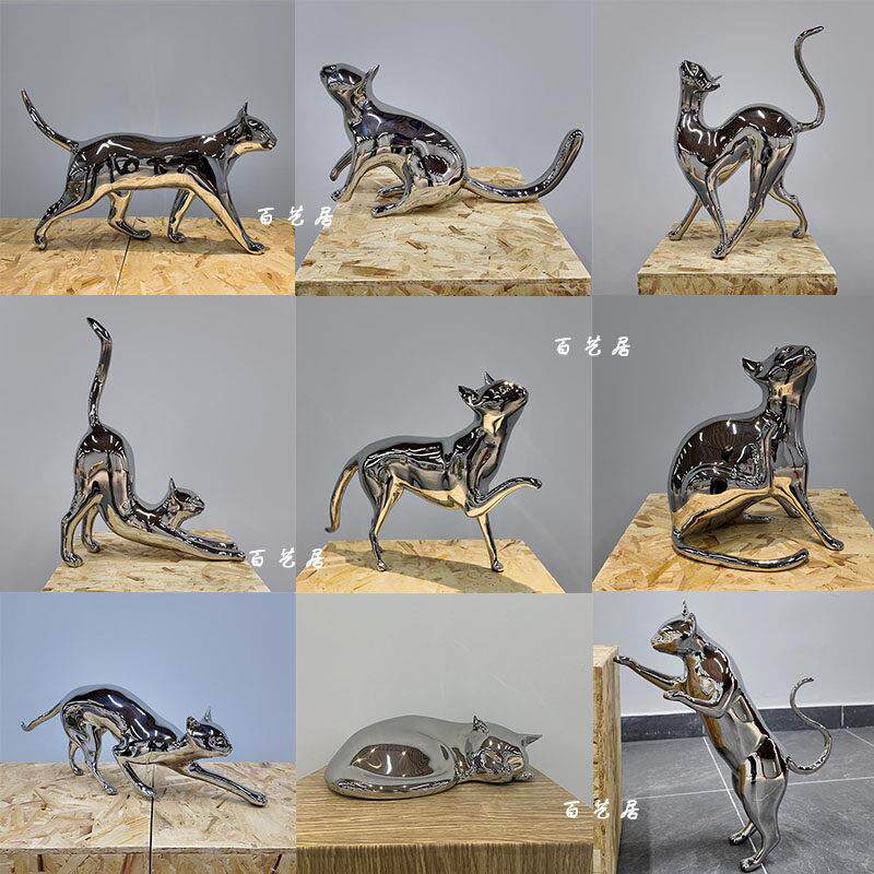 不锈钢松鼠猫兔子海豚动物雕塑小品定制地产园林景观草坪装饰摆饰