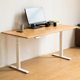 实木橡木电动升降桌电脑书，桌子原木工作台自动双人办公桌椭圆桌腿