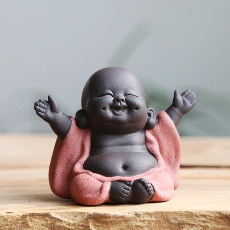 新款云尚 大肚弥勒可品养茶宠摆件精宜兴紫砂花盆摆件茶玩茶佛 具图片
