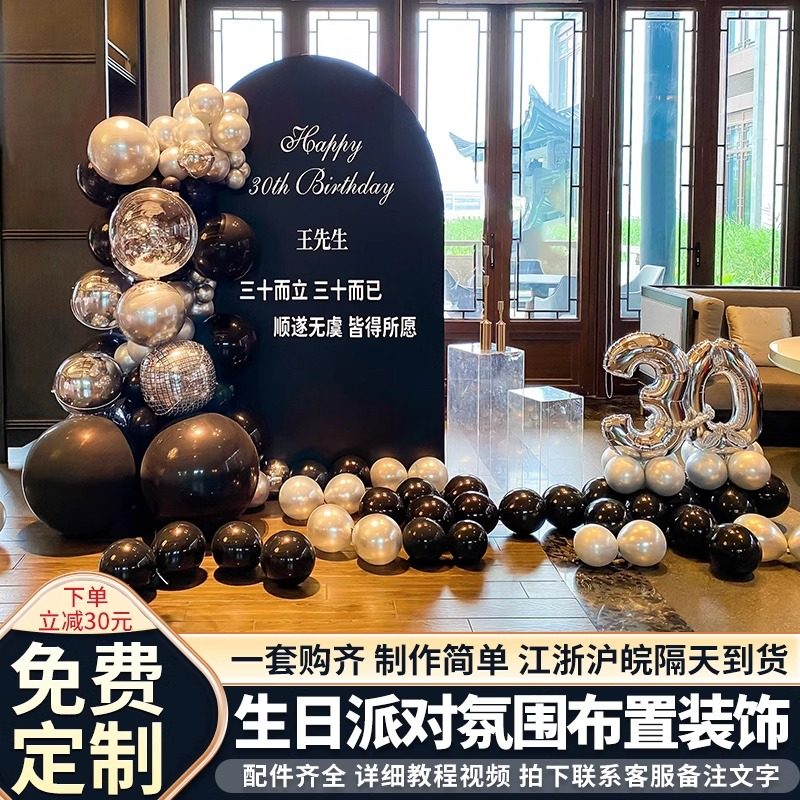 老公30岁生日装饰场景惊喜布置男士18岁成人礼三十气球背景墙kt板,节庆用品/礼品,装扮布置套餐,淘宝优惠券,粉丝福利购,淘宝优惠卷