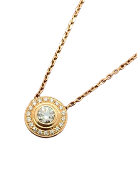 99新Cartier/卡地亚飞碟外圈密镶钻项链18K玫瑰金女款