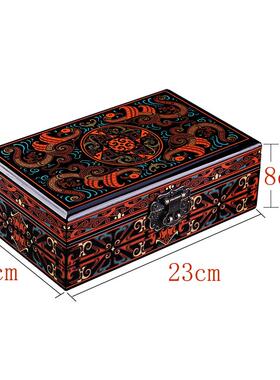 正品覆古荆汉纹漆盒器首风饰盒古典木质楚中国风礼品盒高端礼包装