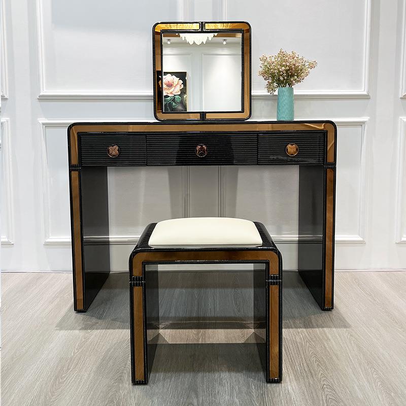 意式轻奢卧室梳妆台梳妆凳整装一体化妆桌组合简约现代实木化妆台