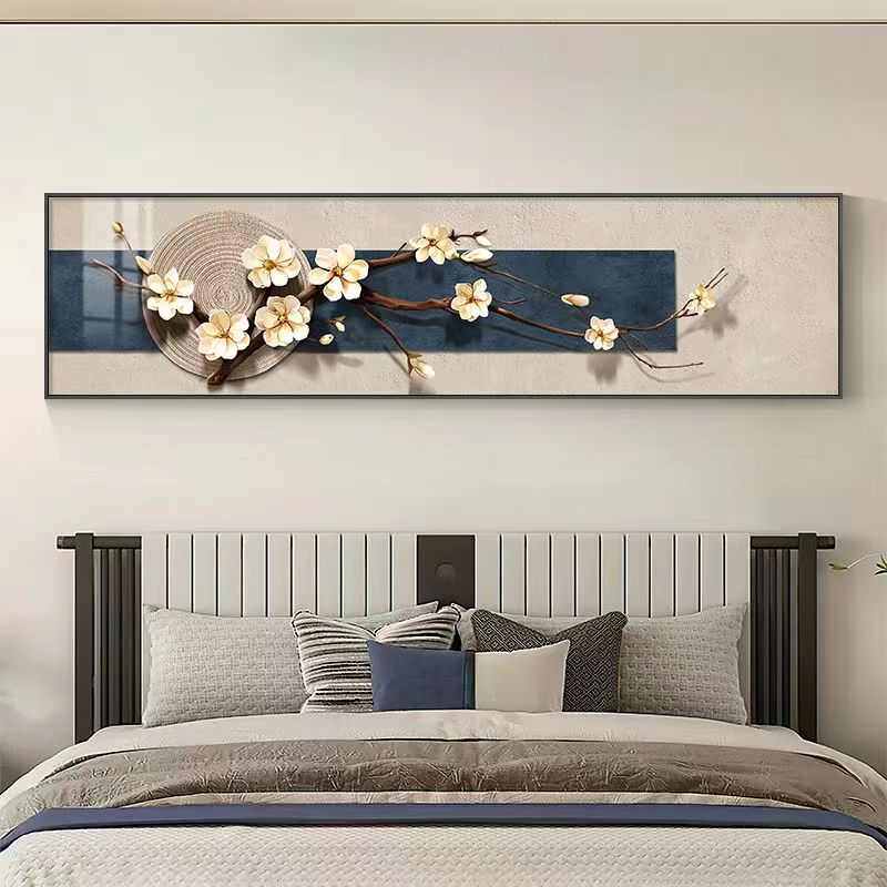 装饰画挂画酒店高档大气横幅中式床头房墙壁国风卧室画玉兰主人新
