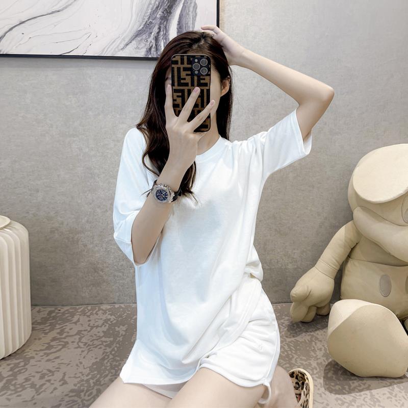 睡衣女夏季纯棉短袖短裤套装家居服白色可外穿休闲学生运动两件套