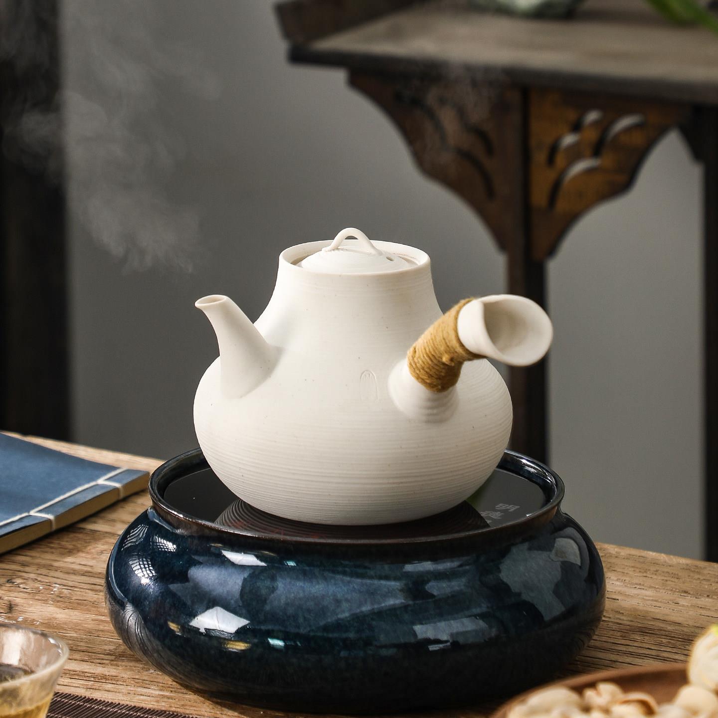 砂铫壶白泥梨壶烧水碳壶煮茶壶 烧水壶碳炉电陶炉用潮州工夫