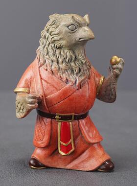 四大神兽彩绘Q版小摆件青龙白虎朱雀玄武家居铜装饰品客厅摆放送