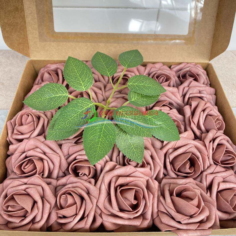 染色脏色系列仿真泡沫玫瑰花盒装人造手工假花婚庆家居装饰假花