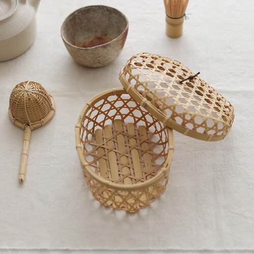 纯手工日式竹篮白色竹椭圆形午餐篮厨房储存篮饭团零食早餐盘
