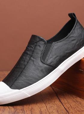 正品024秋冬潮季男鞋子潮休闲鞋皮鞋懒人一2脚蹬韩版鞋流透气百搭