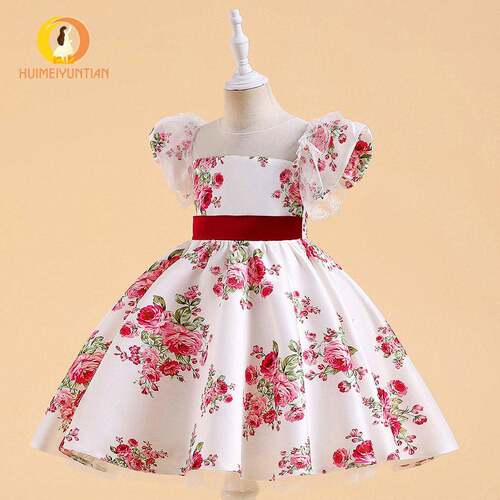 27y floral kids clothes flower girls frock ball gown pageant