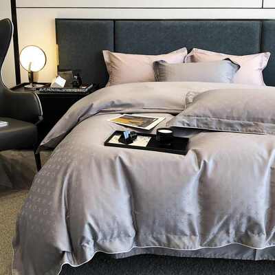 全棉100支轻奢提花四件套纯棉简约长绒棉亲肤床单款床上用品1.8LA