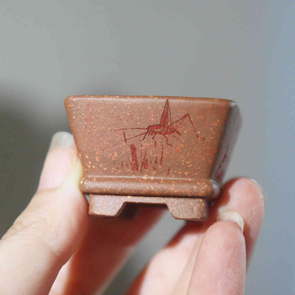 紫砂花盆正方形微型掌上盆景盆微盆特小迷你中国风古典豆盆拇指盆