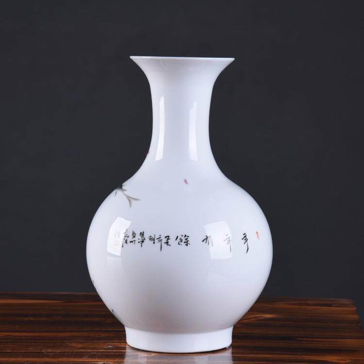 家居现代装饰工艺品摆件 手绘连年有余赏瓶办公室书房插花瓶