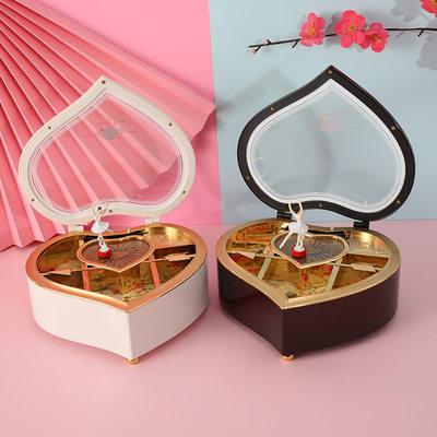浪漫心形音乐盒八音盒创意旋转跳舞芭蕾小女孩儿童情人节生日礼物