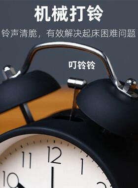 厂家直供小闹钟创意面个性学生儿童头静音台石式英钟桌小摆件电子