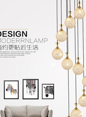 新尚款楼梯VUT复吊灯长灯式楼别墅客厅餐厅水晶简约时旋吊转欧式