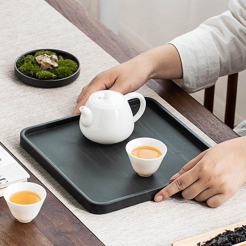 天然乌金石茶盘简约家用功夫茶具套装整块大茶台石头茶海排水茶托