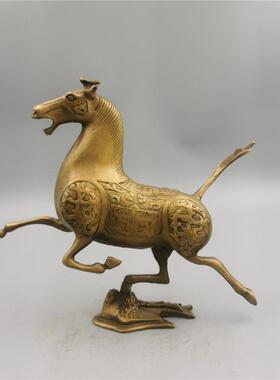 黄铜马 马踏飞燕摆件 马到成功 生肖马 办公家居工艺品摆件