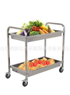二层管不锈钢承大号商用方杰隆0车加厚收餐厅商用.8厂家碗送餐车