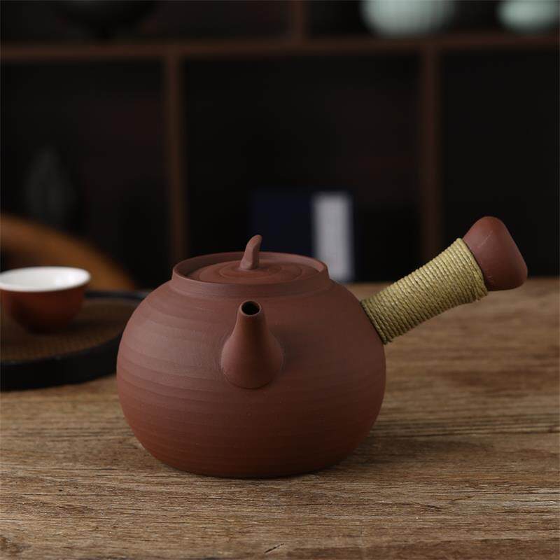 手工砂铫烧水壶侧把急须煮茶壶炭炉电陶炉红泥跳盖碳潮汕工夫茶炉