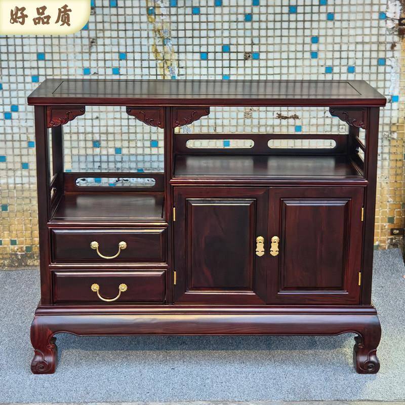 东非酸枝茶水茶边柜实木新中式家用办公室红木餐边柜储物柜带抽屉