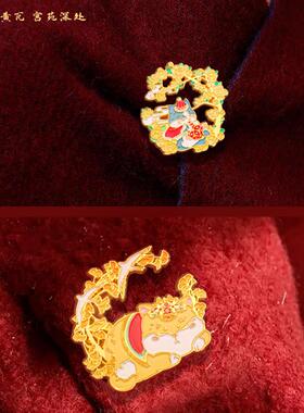 宫廷猫胸针国风高颜值金属饰品猫猫小徽章独立卡纸包装北京纪念品