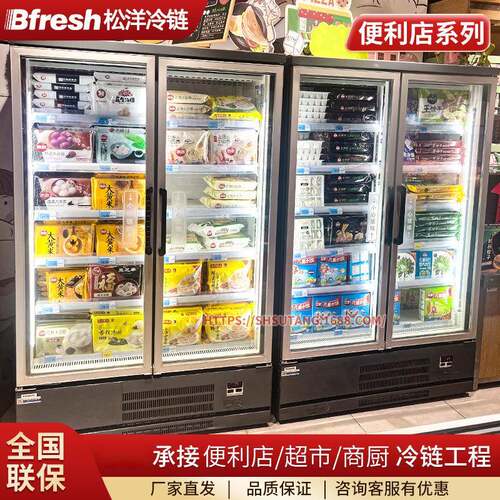 松洋Bfresh便利店玻璃立式展示超市冰淇淋冷冻柜SRL-U4075H