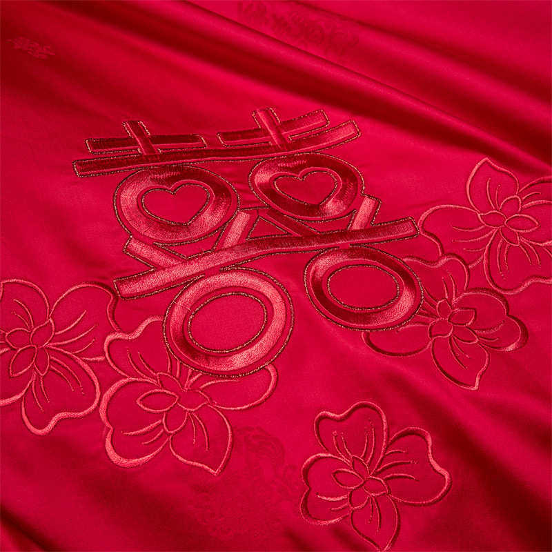 六十长绒棉件套件套床上用品全棉婚庆四刺绣贡缎结婚绣花件套160s,床上用品,婚庆床品套件,淘宝优惠券,粉丝福利购,淘宝优惠卷