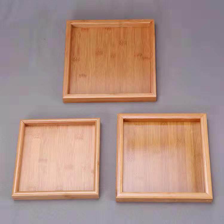 竹托盘茶具茶盘正方形家用饭店上菜日式精致自组餐桌垫拖水杯盘竹