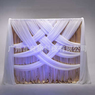 外贸窗帘架户内外适用易装铝合金伸缩背景架double pipe出口