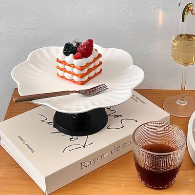 风复古木质香薰托盘装饰摆件玄关桌面梳妆台高脚陶瓷收纳盘