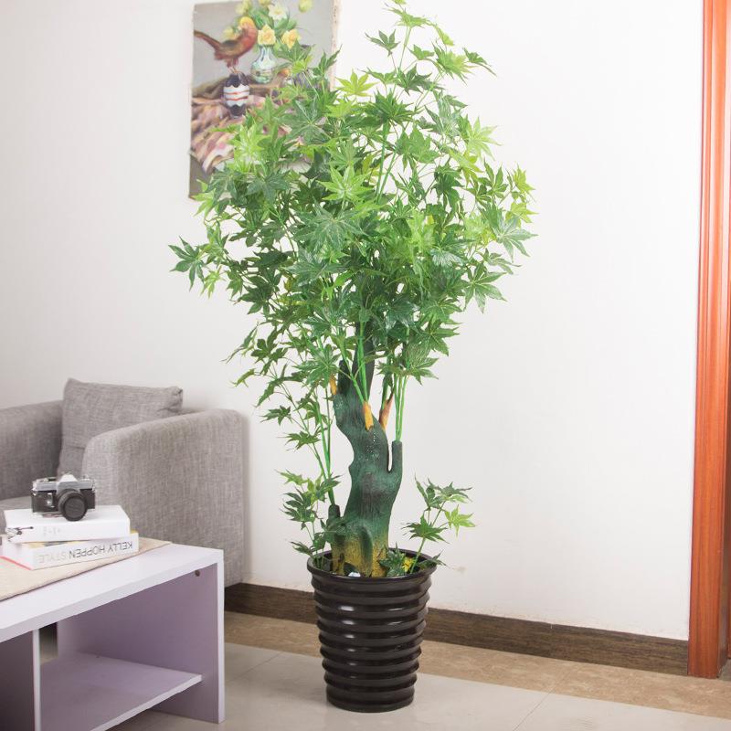 仿真绿植红枫树青枫树 植物盆栽盆景大型客厅落地装饰假花塑料花