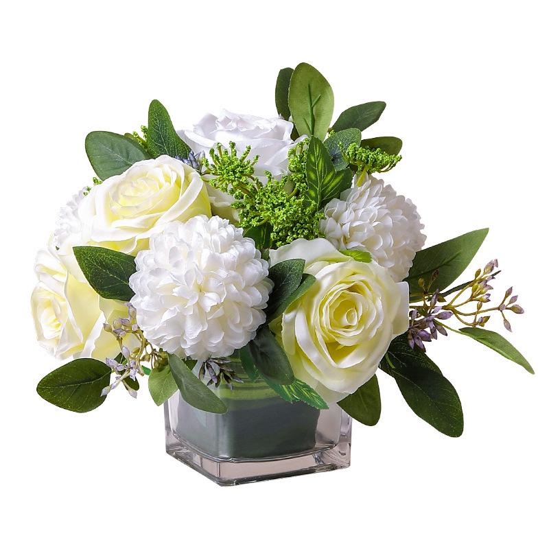 仿真花假花桌面绿植盆栽商务高级桌花餐桌酒店装饰品摆件花束批发