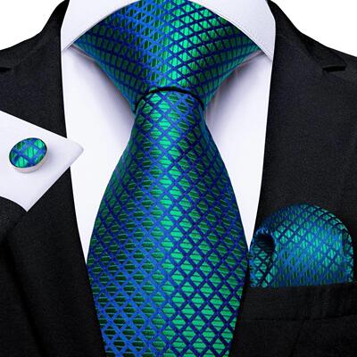 DiBanGu Men Necktie Teal Blue Paisley Designer Silk Wedding
