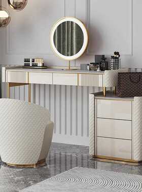 桌实木轻岩梳MPU妆台化妆高端化妆台现代简奢约卧室一体小板户收