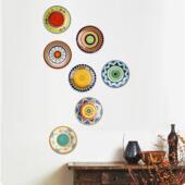 厅餐客创意沙发背 饰盘摆件厅北欧子美式 新款 彩绘陶瓷盘墙面挂盘装