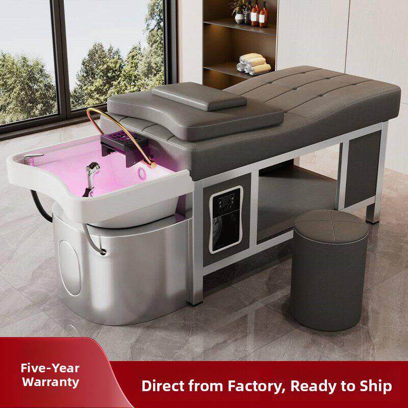 弯曲陶瓷盆不锈钢头治疗洗发床理发店美发美容院特殊水循环熏蒸泰