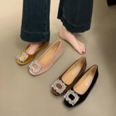 内增高水钻单鞋 女2026春秋季 新款 法式 小香风软底奶奶鞋 通勤0128r