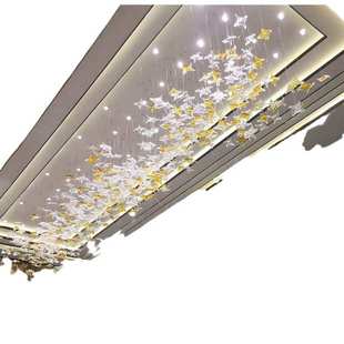 酒店大厅四角海星枫叶玻璃艺术吊灯售楼部工程灯具中山灯饰茶