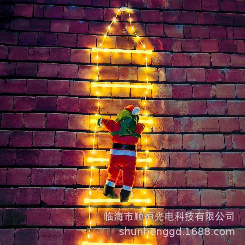 灯圣诞装饰圣诞老人梯子灯节日led爬梯圣诞节花园爬梯灯户外庭院