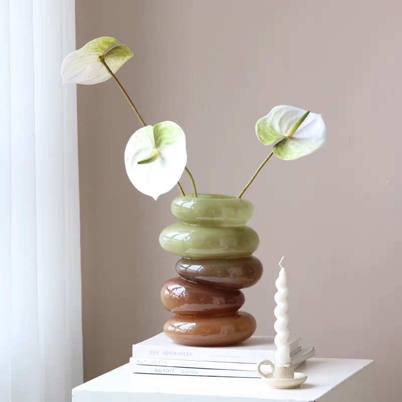 琉白宋代美学新中式玻璃花瓶高级感情绪稳定摆件复古客厅插花花器