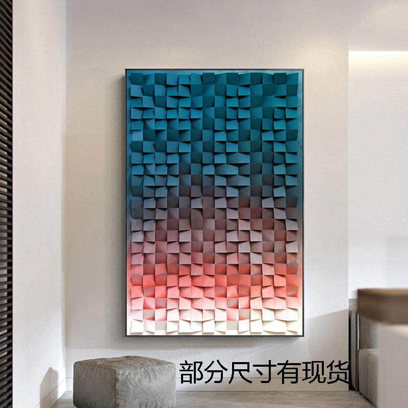 后现代样板房酒店玄关装饰画木头装置艺术挂画走廊工艺落地实物画