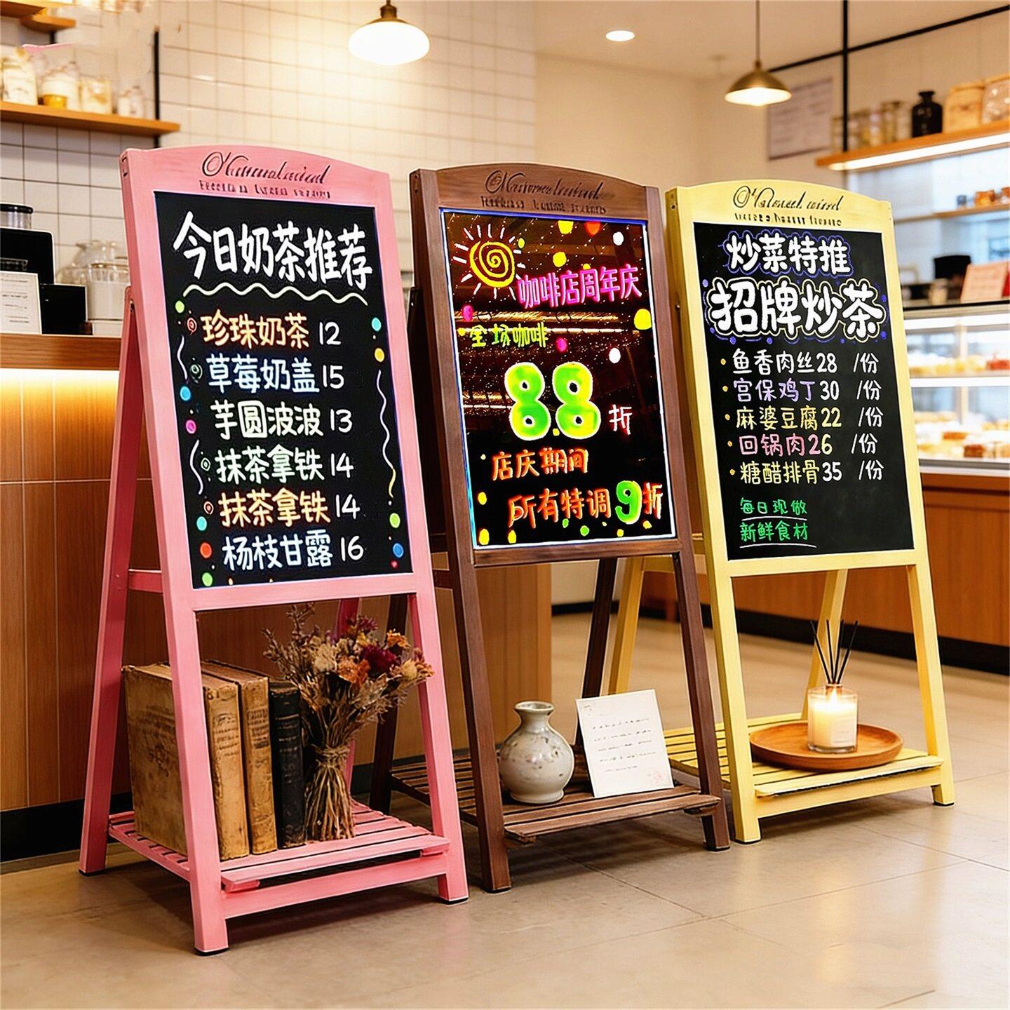 店铺门口立式小黑板商用手写广告牌支架式发光展示牌夜市摆摊促销