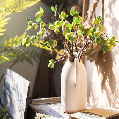仿清新迷你小苹果树枝假花美式乡村真花饰果实厅餐厅客造景KFP-00