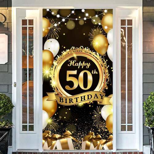 Happy 50th Birthday Backdrop Background Banner For Man Napki