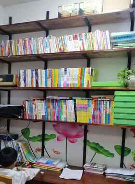 LOFT实木书桌书架组合家无品牌/公桌简约用书房双人写字台办台脑