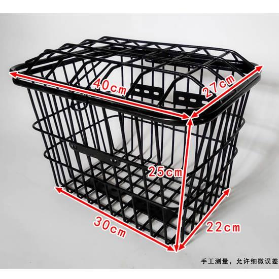 车篮车筐大号加粗黑色带盖电动车通用配件电瓶车前置自行车后置筐