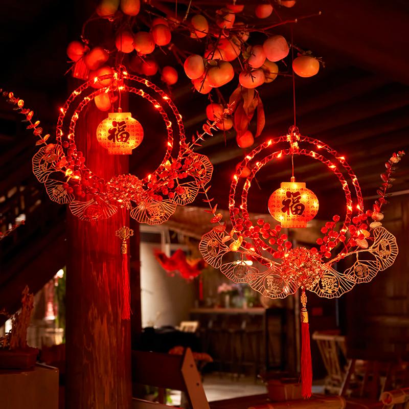 新款中国节红灯笼灯串布置2025家用新年装饰灯橱窗客厅挂件装饰